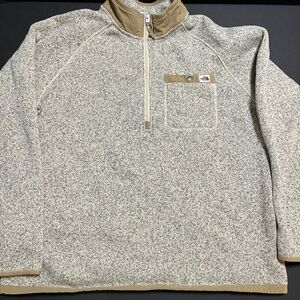 The North Face Men's Speckled Gray and Tan Zip-Up Sweater